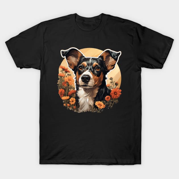 Rat Terrier  Dog Vintage Floral T-Shirt by BunDauVN